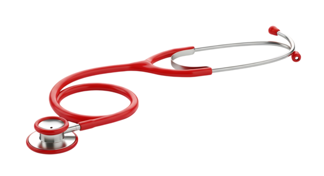 Red Stethoscope medical healthcare isolated on a transparent background