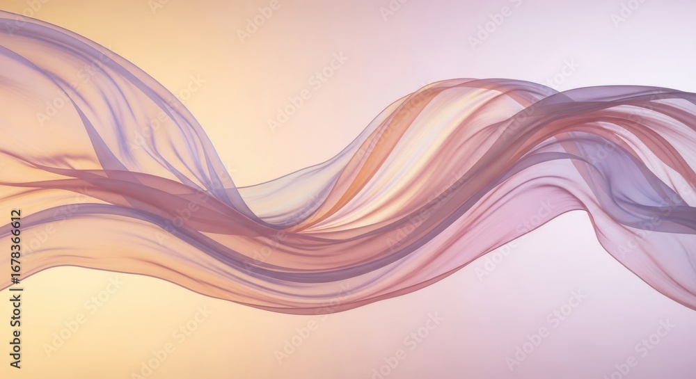 Poster elegant flowing fabric wave in soft pastel colors with gentle light diffusion for a luxurious abstra