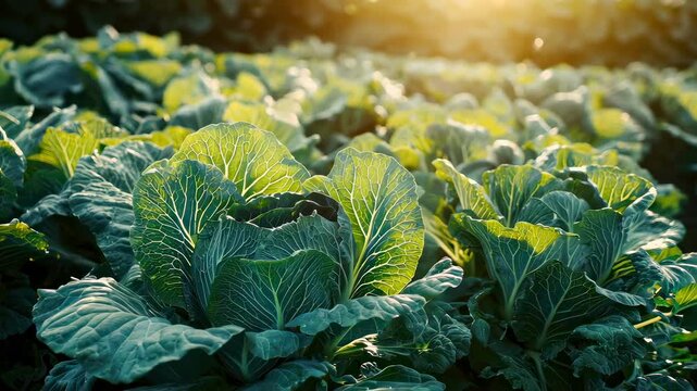 a beautiful field of cabbage. Selective focus