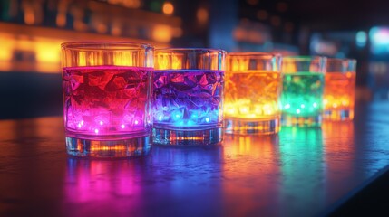 Colorful cocktails on a bar