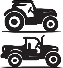 Simple Black and White Illustration of Off-Road Vehicles