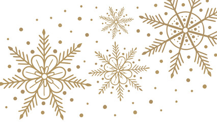 Elegant gold snowflakes and dots pattern on white background for winter holiday celebrations