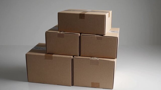 Cardboard boxes stacked in a neat arrangement for storage or shipping purposes