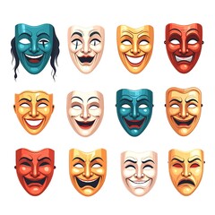 Collection of colorful theatrical masks