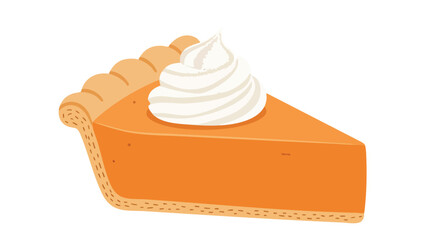 Vibrant depiction of a delightful pumpkin pie slice topped with creamy, swirling whipped cream, perfect for festive fall celebrations and culinary