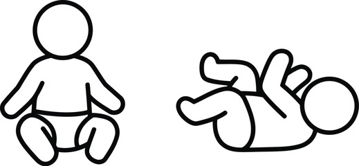 Simple baby icons sitting rolling
