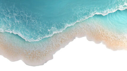 Ocean wave breaking on sandy beach, isolated on transparent background