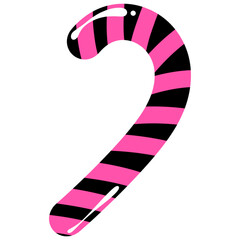 Pink Black Candy Cane Illustration, Cute Halloween Sweet Clipart, Kawaii Holiday Treat Art, Hand Drawn Whimsical Trick or Treat Element PNG