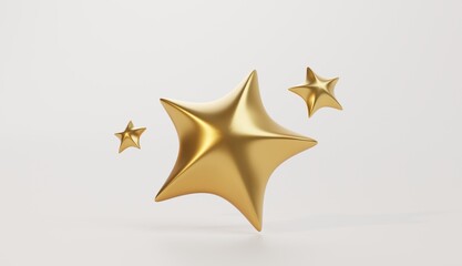 Shiny Gold Star Isolated 3d Background