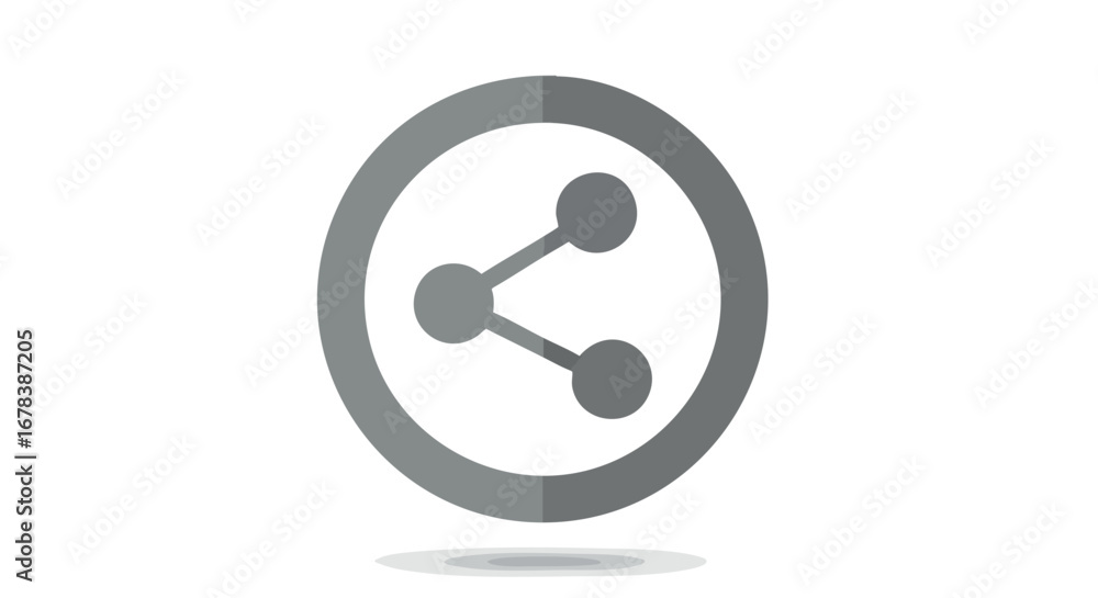 Poster minimalist share icon with circular border, representing connectivity and distribution network visua