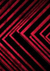 Black and red grunge stripes abstract geometric tech background. Vector flyer design
