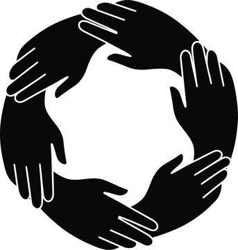 Teamwork circle diverse hands united in unity