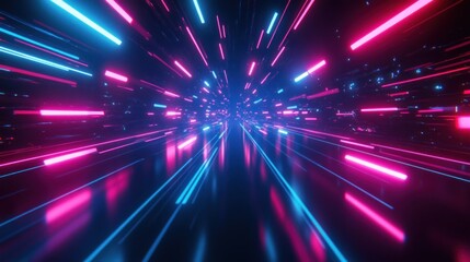 Fototapeta premium Neon lights tunnel abstract design
