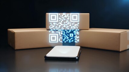 Dynamic QR code scanning on mobile with packages for fast shipping tracking and modern inventory management solutions