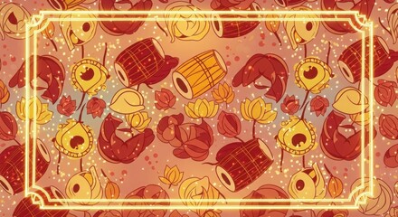 Festive pattern with traditional indian elements for backgrounds and designs