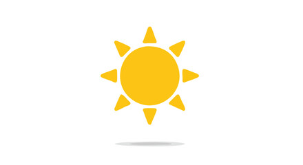 Cheerful yellow sun icon radiates warmth and energy on a clean white background illustration