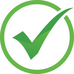 The green checkmark approval symbol confirms success and correctness in a digital interface or document vector