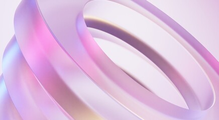Beautiful Iridescent Glass Rings 3D Abstract Background