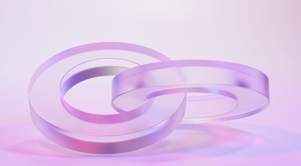 Abstract Iridescent Glass Ring Shapes 3d Background