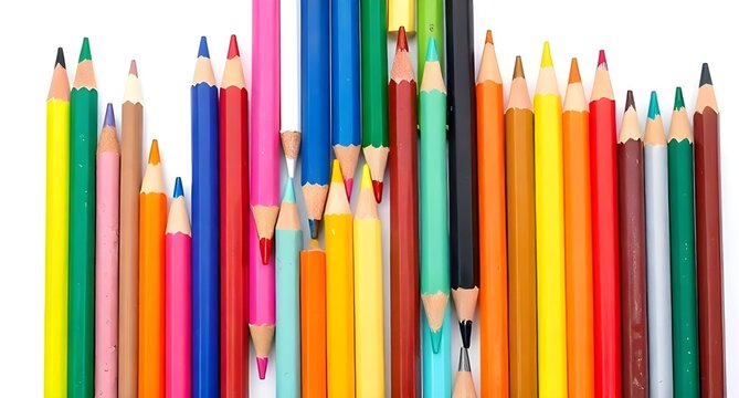 color pencils on white background