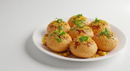 Delicious Golgappa Displayed on White Plate Food Photography Still Life