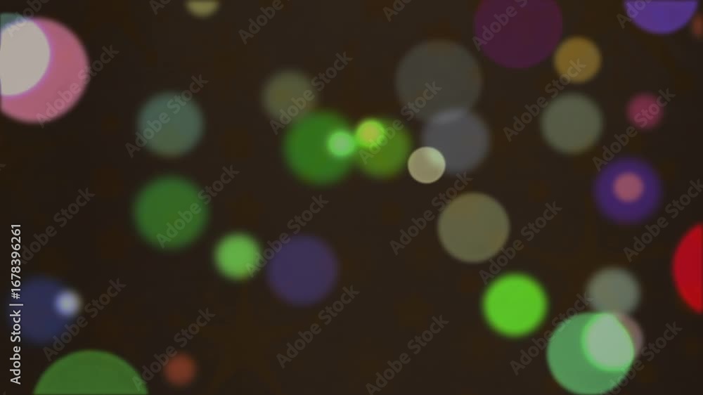 Poster animation of statistics and financial data processing over out of focus lights