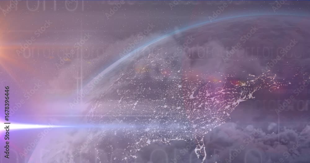 Aufkleber animation of dots and over globe rotating in space