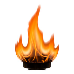Realistic bright orange flame isolated on transparent background