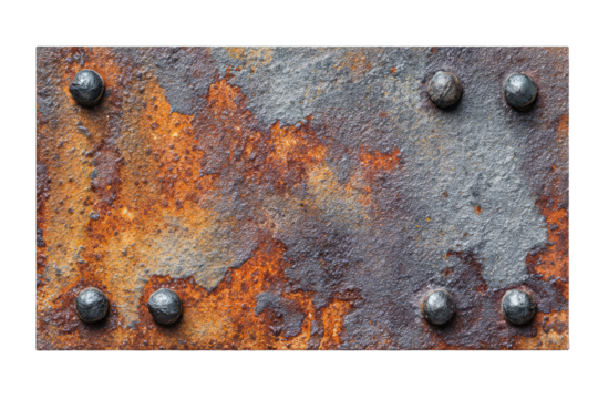 Rusted metal plate with rivets (1)