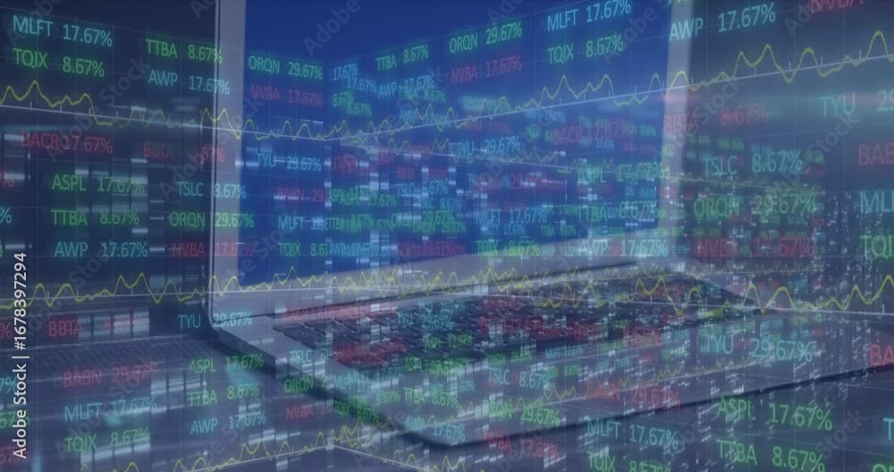 Poster cyber claus animation merges with global finance and data concept.