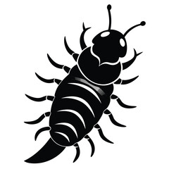 Stylized Black and White Vector Illustration of a Pill Bug Isopod A Simple Graphic Design Featuring a Common Garden Creature