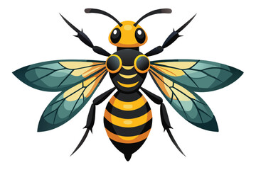 Vibrant Cartoon Bee Illustration Striking Yellow and Black Stripes, Large Wings, a Delightful and Eye Catching Design for Various Creative Projects