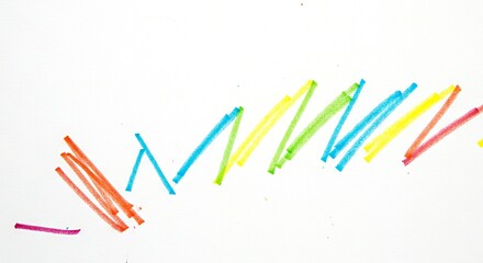 Colorful plastic straws arranged in a zigzag pattern on white background  