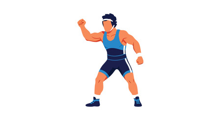 Triumphant Wrestler Illustration: A dynamic image of a victorious athlete in wrestling gear celebrating success and sportsmanship with energy