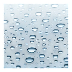 Close up of water droplets on a dark surface isolated on transparent background