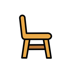 Simple Bold Outline Chair Interior Furniture Element Design Illustration