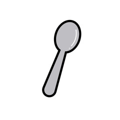Simple Line Art Spoon Kitchen Utensil Cutlery Flat Illustration Graphic