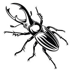 Intricate Stag Beetle Illustration A Striking Black and White Insect Depiction with Bold Lines and Detailed Features for Entomology Enthusiasts