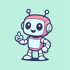 2d flat illustration of a cute robot