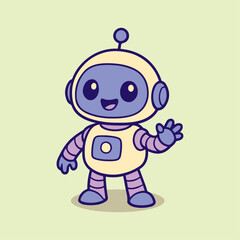 2d flat illustration of a cute robot