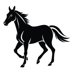 Elegant Black Horse Silhouette in Dynamic Motion A Symbol of Grace, Strength, and Equestrian Beauty Captured in Striking Visual Form