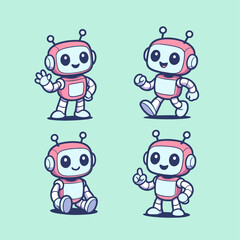 2d flat illustration of a cute robot