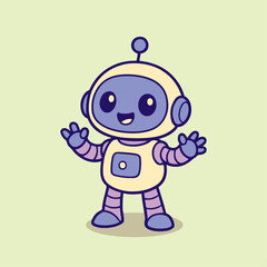 2d flat illustration of a cute robot