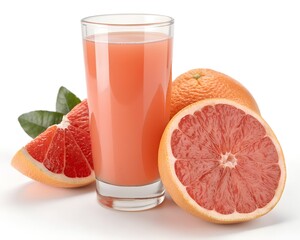 Delicious Natural Grapefruit Juice on White Background