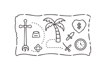 Vector art of hand drawn pirate treasure map in vector format