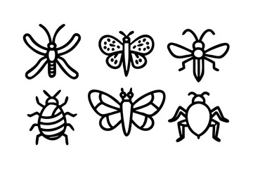 Vector art of set of six insect icons in vector format