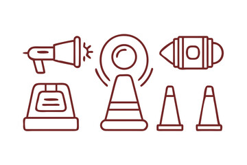 Vector art of traffic and emergency equipment icons