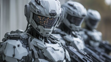 Futuristic robots in formation