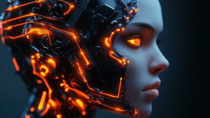 Futuristic woman head mechanical design