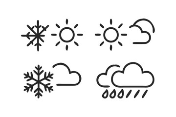 Weather forecast vector illustration of snow, cloud, and sun